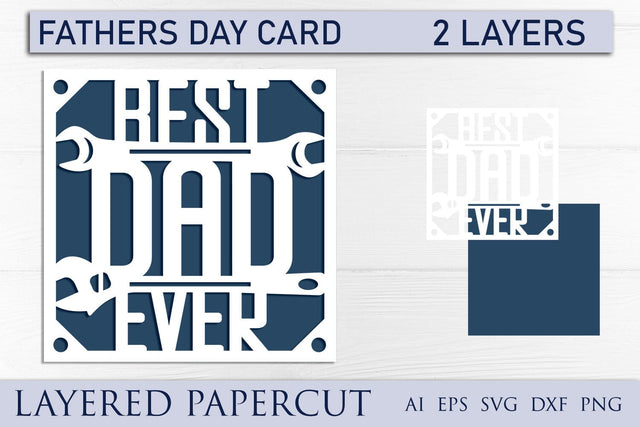 Fathers day card svg layered papercut, Best dad ever svg 3D Paper AnastasiyaArtDesign 