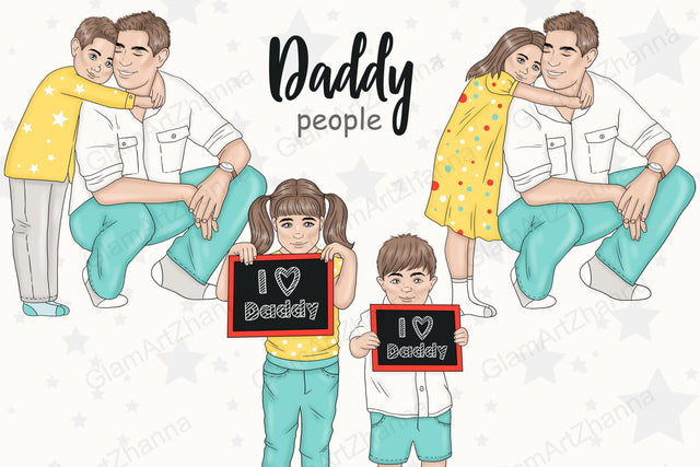 Fathers Day Clipart | Family Characters Graphics Set SVG GlamArtZhanna 