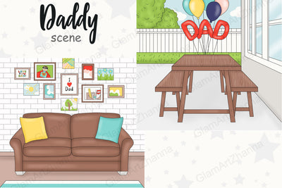 Fathers Day Clipart | Home Scene Creator SVG GlamArtZhanna 
