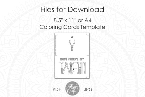 Fathers day coloring card, necktie, tools, printable coloring card SVG Artisan Craft SVG 