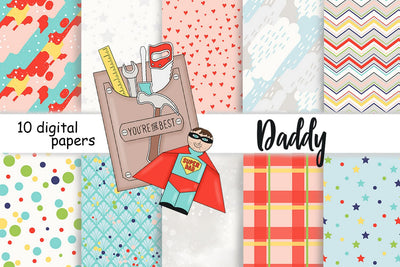 Fathers Day Digital Paper | Family Pattern Digital Pattern GlamArtZhanna 