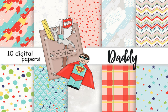 Fathers Day Digital Paper | Family Pattern Digital Pattern GlamArtZhanna 