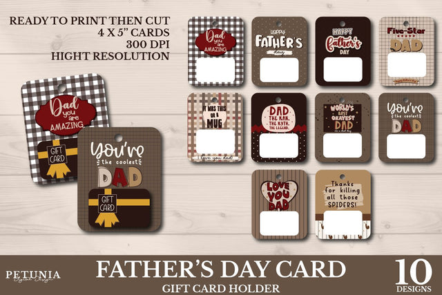Father's Day Gift Card Holder Bundle | Father's Day Sublimation Petunia Digital Design 