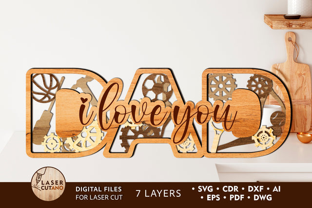 Father's Day Gift DAD Laser Cut File Father SVG SVG LaserCutano 