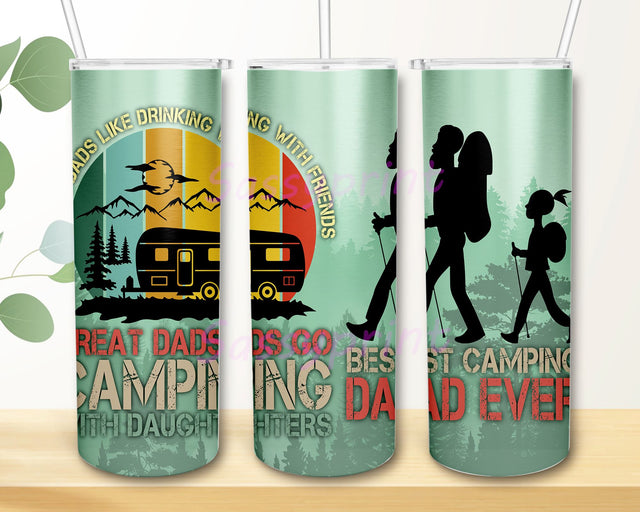 Fathers Day, Gifts for Dad From Daughter Tumblers With Lids, Best Camping Dad Ever Go Camping With Daughter 30Oz Double Wall Stainless Steel Sublimation sassyprint 