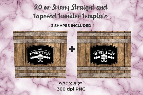 Father´s Day Happy 20oz Skinny Tumbler Wrap Template Sublimation Sublimation Sublimatiz Designs 