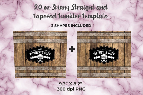 Father´s Day Happy 20oz Skinny Tumbler Wrap Template Sublimation Sublimation Sublimatiz Designs 