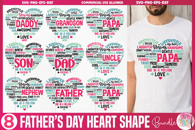 Father's Day heart Shape SVG bundle SVG DESIGNS DARK 