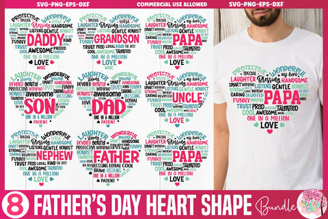 Father's Day heart Shape SVG bundle SVG DESIGNS DARK 