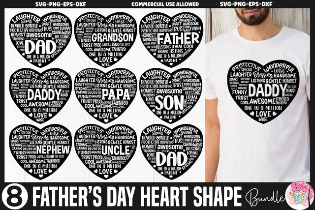 Father's Day heart Shape SVG bundle SVG DESIGNS DARK 