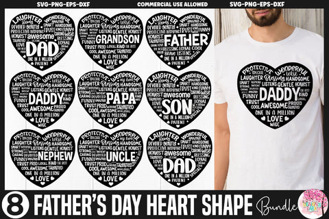 Father's Day heart Shape SVG bundle SVG DESIGNS DARK 
