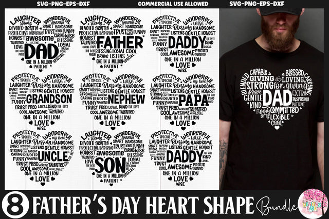 Father's Day heart Shape SVG bundle SVG DESIGNS DARK 