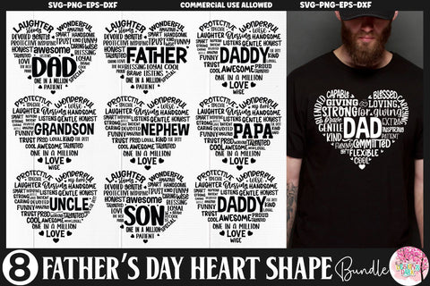Father's Day heart Shape SVG bundle SVG DESIGNS DARK 