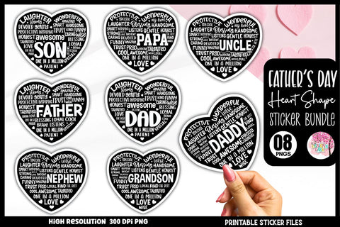 Father's day heart Sticker Bundle Sublimation DESIGNS DARK 