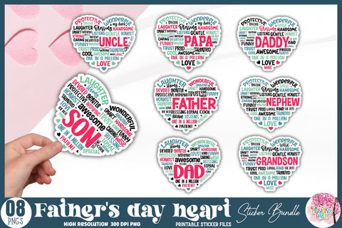 Father's day heart Sticker Bundle SVG DESIGNS DARK 