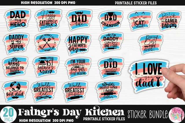 Father's Day Kitchen Sticker Bundle Sublimation DESIGNS DARK 