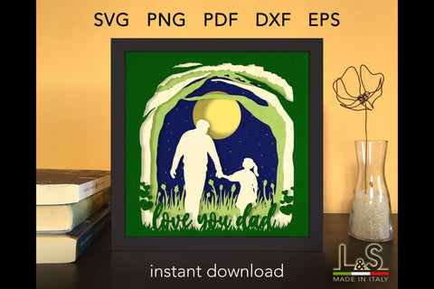 Father's Day Lightbox | 3D Dad Shadow Box Svg 3D Paper Lights & Silhouettes 