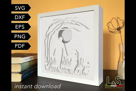 Father's Day Lightbox | 3D Dad Shadow Box Svg 3D Paper Lights & Silhouettes 