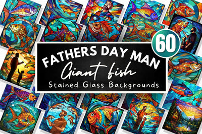 Fathers Day Man Giant Fish Stained Glass Bundle Sublimation Regulrcrative 