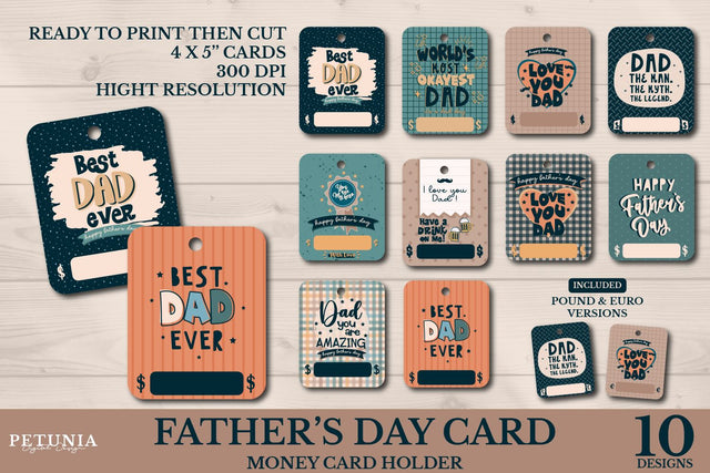 Father's Day Money Card Bundle | Father's Day Card Sublimation Petunia Digital Design 