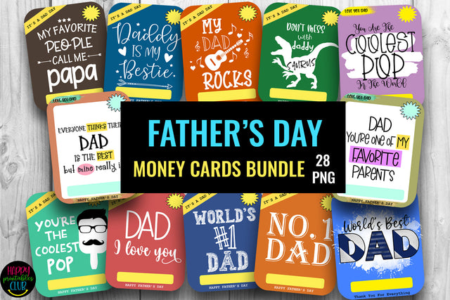 Father's Day Money Card Holder Bundle- Money Card Bundle PNG SVG Happy Printables Club 