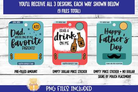 Father's Day Money Card PNG Designs | Printable Gift for Dad Sublimation Cheese Toast Digitals 