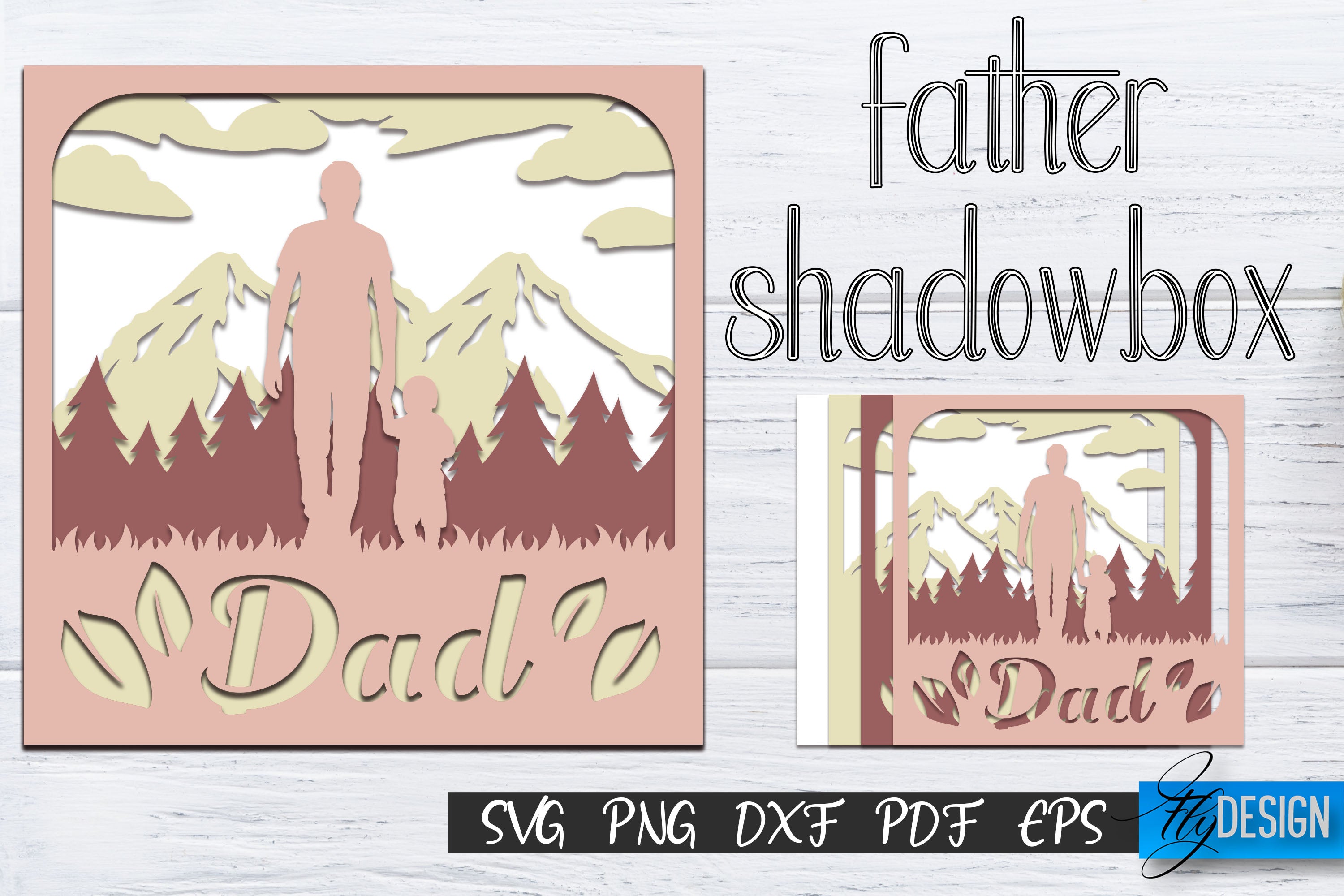 Fishing Shadow Box SVG for Cricut, Silhouette, Father 3d Layered