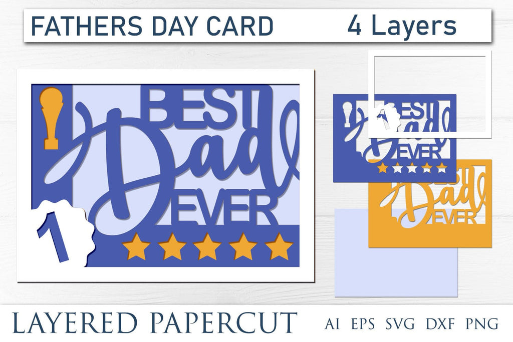 Fathers day shadow box svg, Papercut layered card for dad - So Fontsy