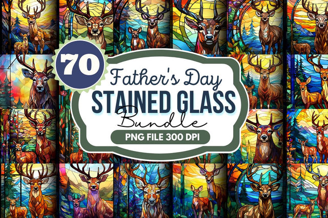 Father's Day Stained Glass Buck Deer Art Sublimation Sublimation Regulrcrative 