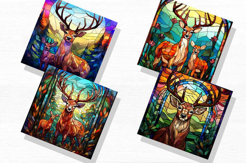 Father's Day Stained Glass Buck Deer Art Sublimation Sublimation Regulrcrative 
