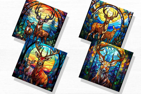 Father's Day Stained Glass Buck Deer Art Sublimation Sublimation Regulrcrative 