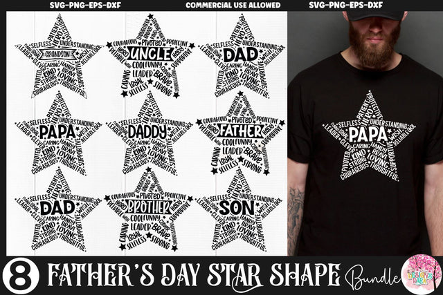 Father's Day Star Shape SVG bundle SVG DESIGNS DARK 
