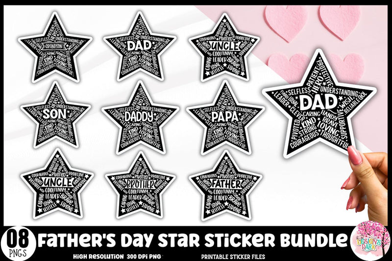 Father's day Star Sticker Bundle Sublimation DESIGNS DARK 