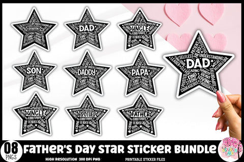 Father's day Star Sticker Bundle Sublimation DESIGNS DARK 