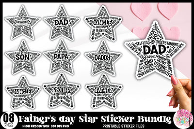 Father's day Star Sticker Bundle Sublimation DESIGNS DARK 