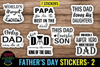 Father's Day Stickers 2- Dad Stickers- Printable Stickers PNG SVG Happy Printables Club 