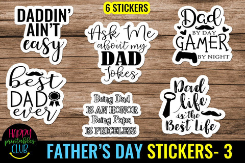 Father's Day Stickers 3- Dad Stickers- Printable Stickers SVG Happy Printables Club 