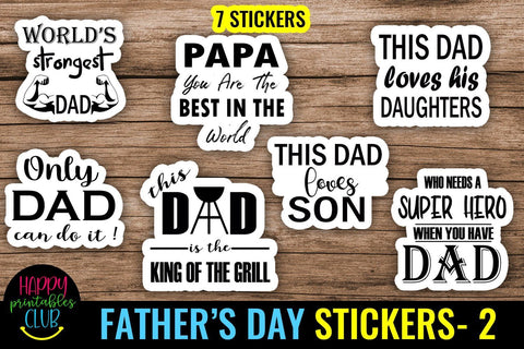 Father's Day Stickers Bundle - Dad Stickers- Stickers Bundle SVG Happy Printables Club 