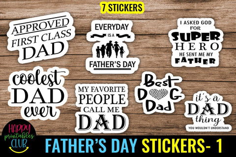 Father's Day Stickers Bundle - Dad Stickers- Stickers Bundle SVG Happy Printables Club 