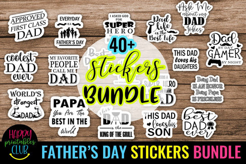 Father's Day Stickers Bundle - Dad Stickers- Stickers Bundle SVG Happy Printables Club 