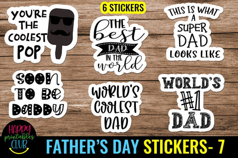 Father's Day Stickers Bundle - Dad Stickers- Stickers Bundle SVG Happy Printables Club 