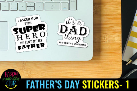 Father's Day Stickers- Dad Stickers- Printable Stickers PNG SVG Happy Printables Club 
