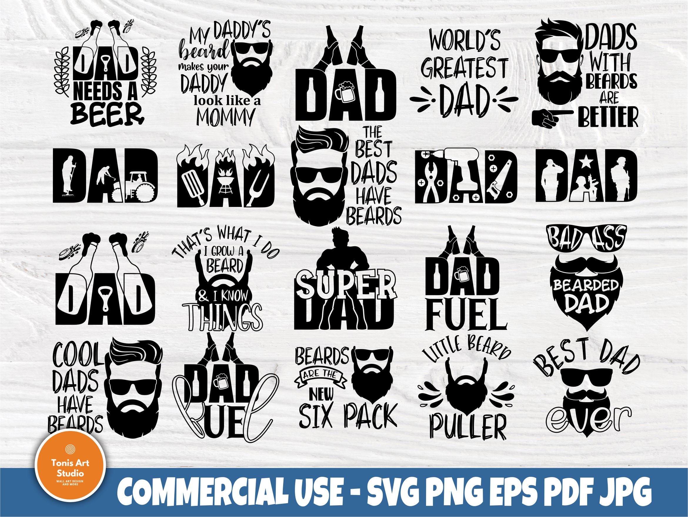 Fathers Day Svg, Beard Svg, Dad Signs, Beer Svg - So Fontsy