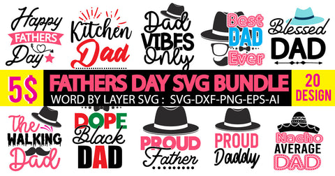 Father's Day SVG Bundle, DAD SVG Bundle , Funny DAD SVG Bundle , DAD SVG Bundle Quotes , Father's Day SVG Bundle SVG BlackCatsMedia 