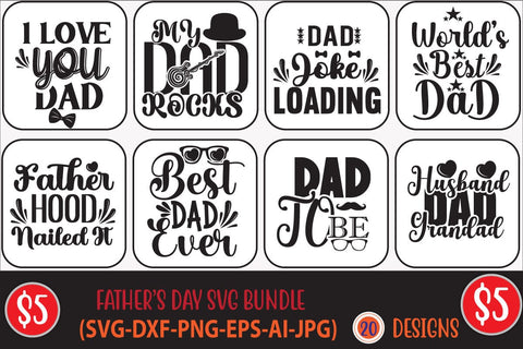 Father's Day SVG Bundle, DAD SVG Bundle , Funny DAD SVG Bundle , DAD SVG Bundle Quotes SVG Blessedprint 