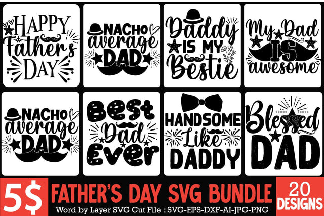 Father's Day SVG Bundle, Happy Father's Day SVG Bundle, Dad 20 SVG Cut Files, Dad Sublimation Design, Father's Day Sublimation Design 2023 SVG BlackCatsMedia 