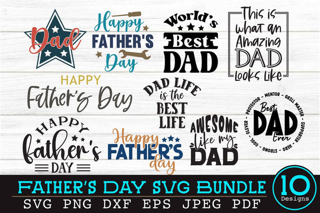 Fathers Day SVG Bundle with 10 Dad Designs SVG Shine Green Art 