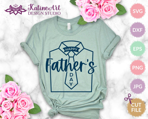 Fathers day svg, happy father's day with tie and shirt, laser cut file SVG KatineArt 