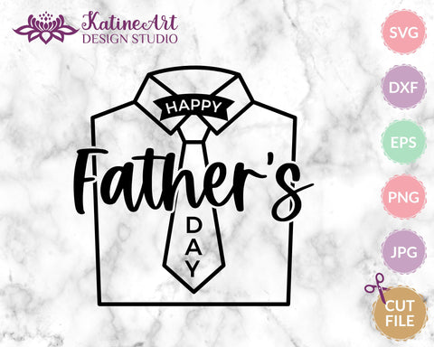 Fathers day svg, happy father's day with tie and shirt, laser cut file SVG KatineArt 
