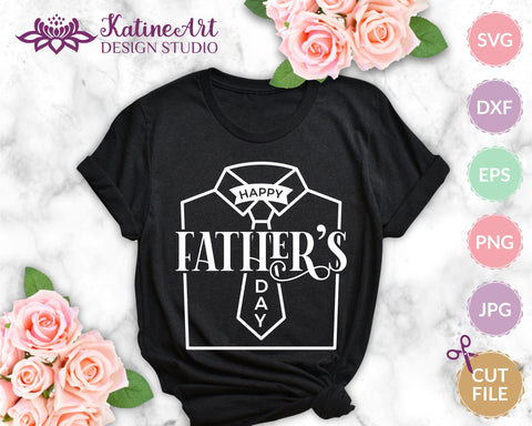 Fathers day svg, happy father's day with tie and shirt, laser cut file SVG KatineArt 